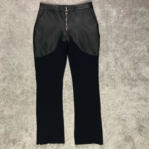 Wolford Vegan Body Lines Trousers Black Faux Leather   Zip Front Size 8 - Afbeelding 1 van 13