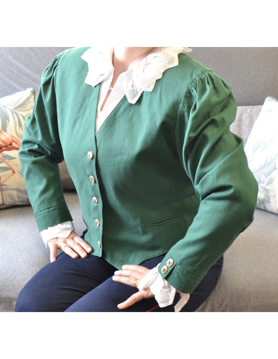 Veste En Lin Style Tyrolien Vintage Taille 48 - Occasion Très Bon État - Look Champêtre