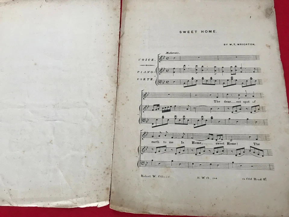 VINTAGE ANTIQUE PARTITURA SHEET MINI BOOK SWEET HOME BALLAD  BY W. T. WRIGHTON - Image 4 of 4