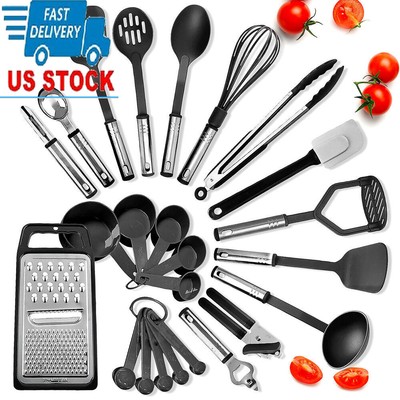 24 Piece Cooking Utensil Set Stainless Steel Heat Resistant Kitchen Gadget Tools