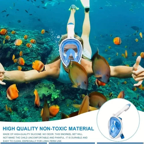 Swimming Mask Full Face Anti-fog Snorkelling Scuba Diving Mask Goggles Blue - Picture 12 of 16