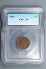 1870 1C Indian Head Cent Penny ICG G4 BN MS UNC BU Early US Type Coin SLAB-134