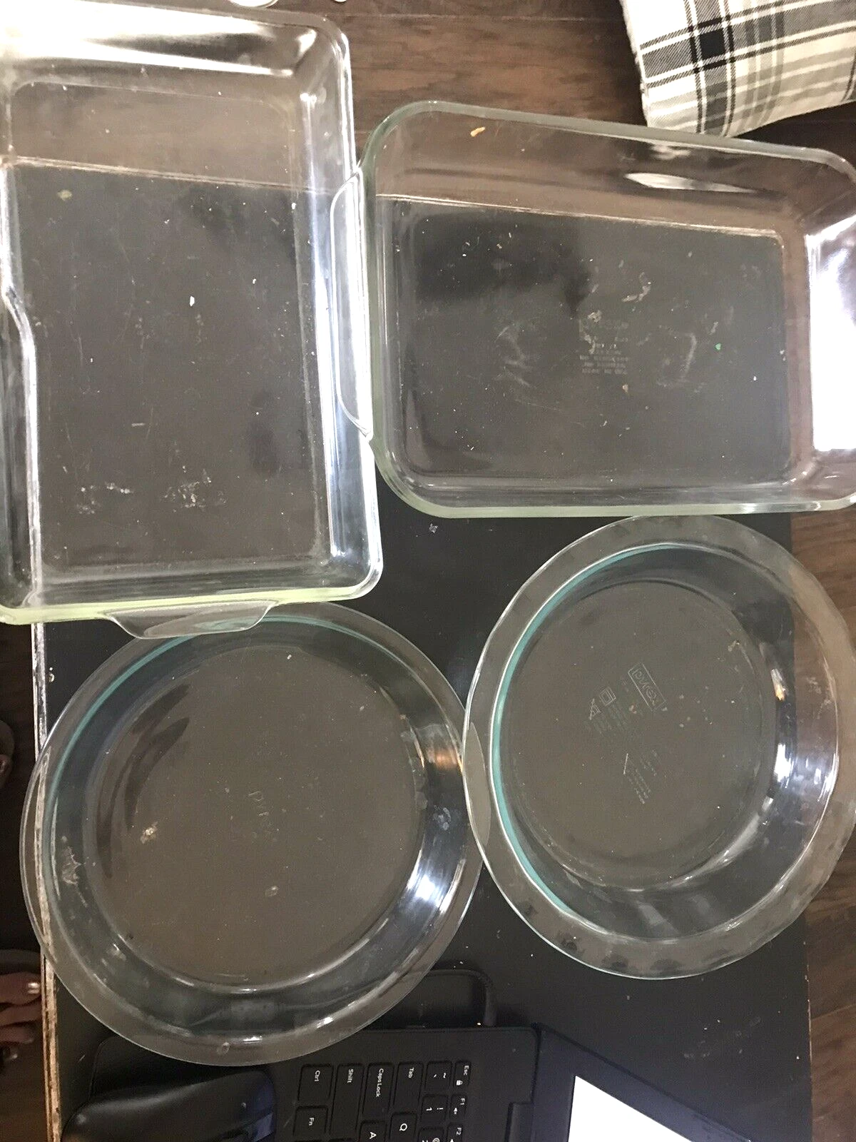 Vintage Pyrex Dishes & Pie Pans 209 232 233 Clear Casserole Bakeware Set of 4