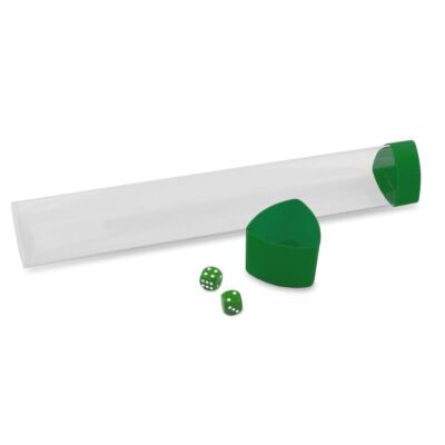 5 BCW Clear Tri-oval Playmat Tubes With 2 Green Dice and Caps