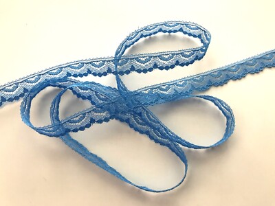 Bright Blue Lace Trim, 1/2 Inch Wide, Narrow Lace Trim, 10 YARDS