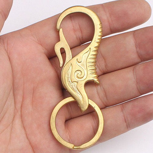 Retro Brass Keychain w/ Key Ring EDC Portable Hanging Keychain Tool - Picture 10 of 10