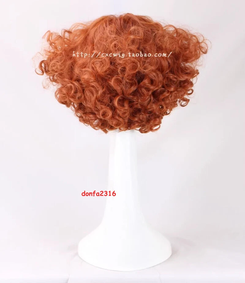 Mad Hatter Orange Red Short Curly Hair Fluffy Mid-split Stage Cosplay Wig Prop - Image 4 of 4