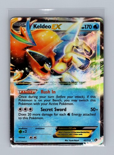 Keldeo EX 45/113 Holo Ultra Rare Legendary Treasures Pokemon Damaged