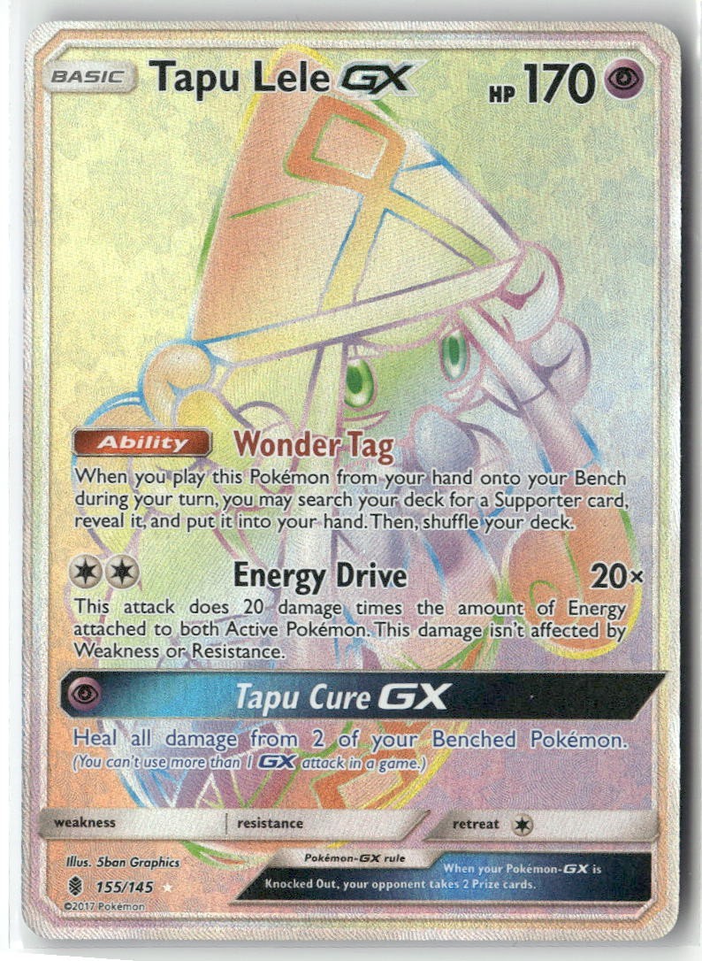 POKEMON GURADIANS RISING TAPU LELE GX SECRET 155/145 TCG HOLO