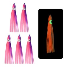 5Pcs Fishing Squid Skirts Lures Soft Plastic, 3 Inch, Pink Blue