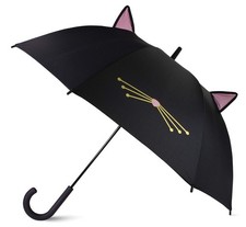kate spade new york Large Lightweight Travel Umbrella, Black Cat Large,