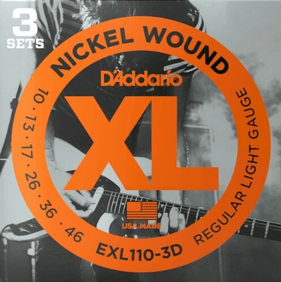 D'Addario EXL110-3D - regular light (010-046) - 3er Pack E-Gitarrensaiten