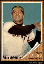 1962 Topps #133 Felipe Alou Green Tint Giants RARE VARIATION 6.5 - EX/MT+