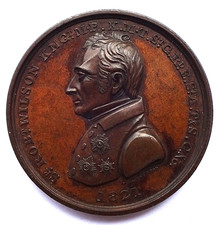 Sir Robert Wilson Governor of Gibraltar 1821 Bronze Medal ( Eimer 1156 ) aBunc