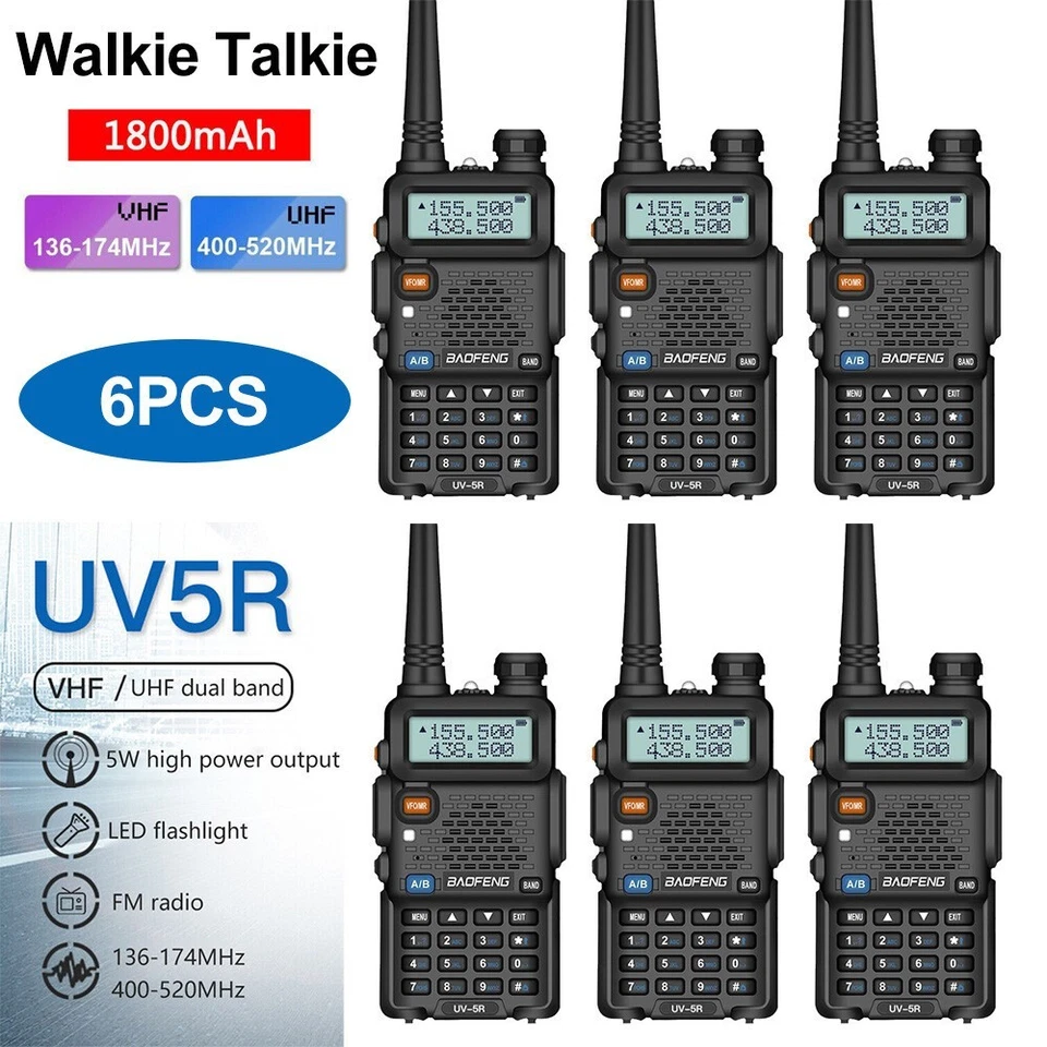 Lot Baofeng UV-5R Walkie Talkie Dual Band UHF VHF Ham FM Two Way Radio Black UK - Image 2 of 4