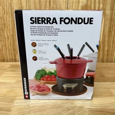 SWISSMAR Sierra 12pc Cast Iron Fondue Set Matte White F66707 Meat Cheese Choc