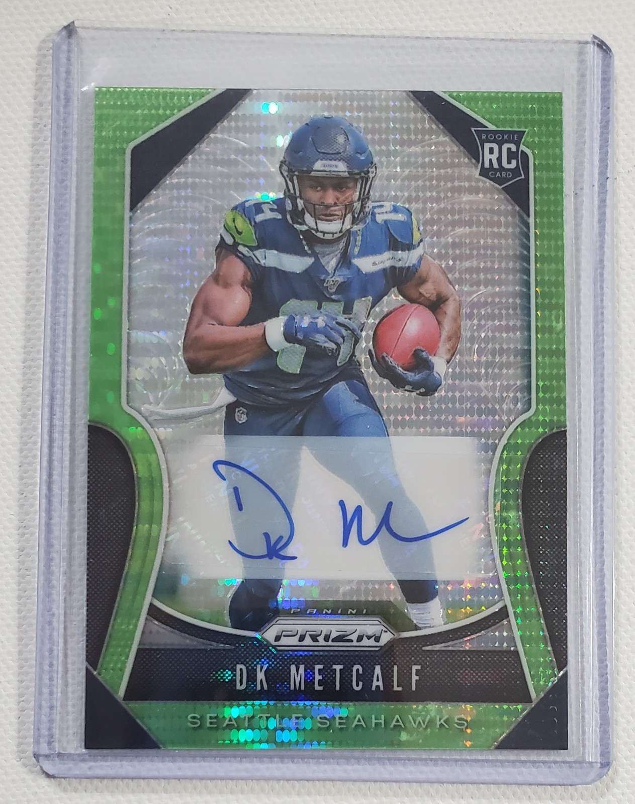 2019 PANINI PRIZM #343 DK METCALF RC AUTO NEON GREEN PULSAR SEATTLE SEAHAWKS
