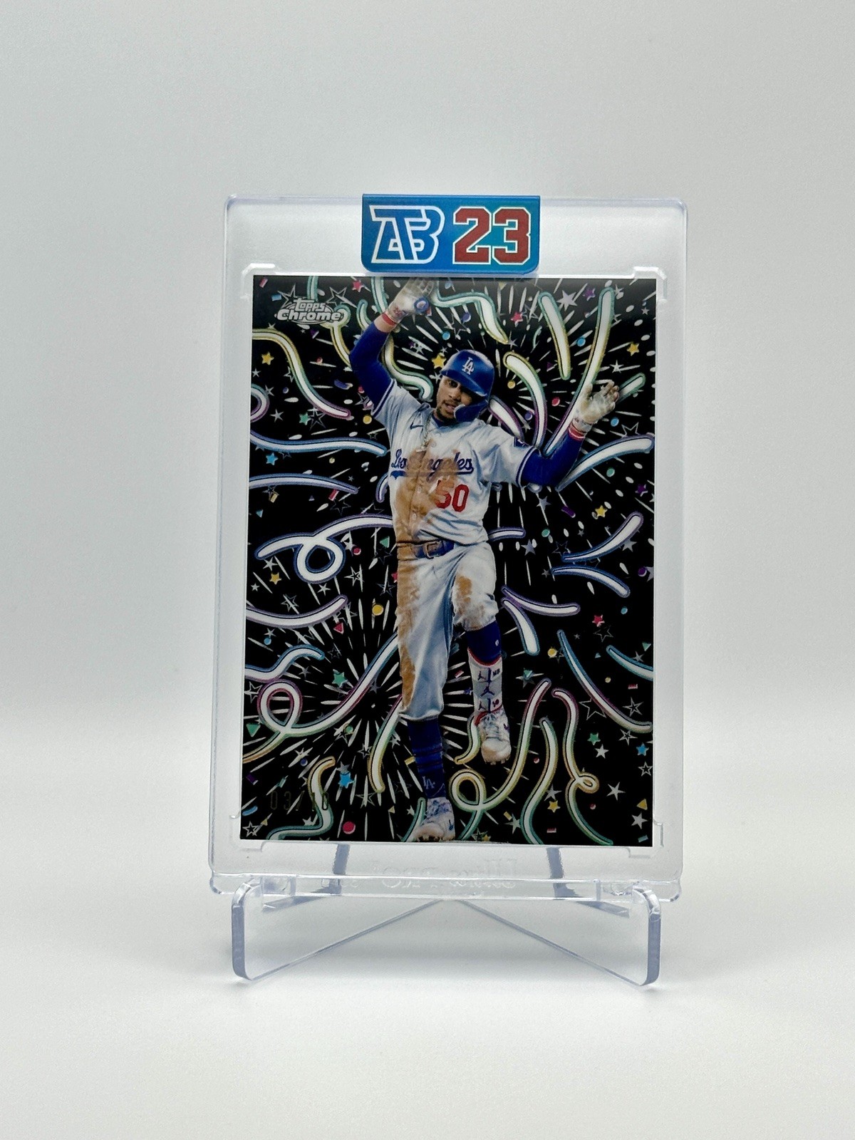 2024 Topps Chrome Update Mookie Betts Celebracion Black Refractor /10 Dodgers