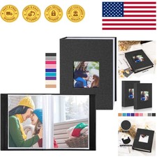 Elegant Linen Photo Album - 2 Packs of 4x6 for Kids Memories, 100 Pockets Each