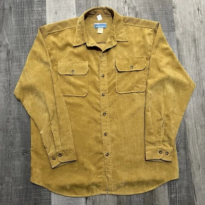 VTG Stag Hill Corduroy Button Shirt Mens Golden Yellow Cord Two Pocket Casual - Image 1 of 4