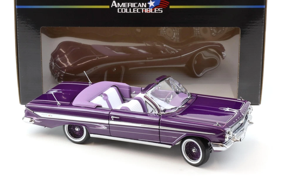 1:18 Sun Star 1961 Chevrolet Impala Lowrider open Convertible purple metallic - Bild 2 von 4
