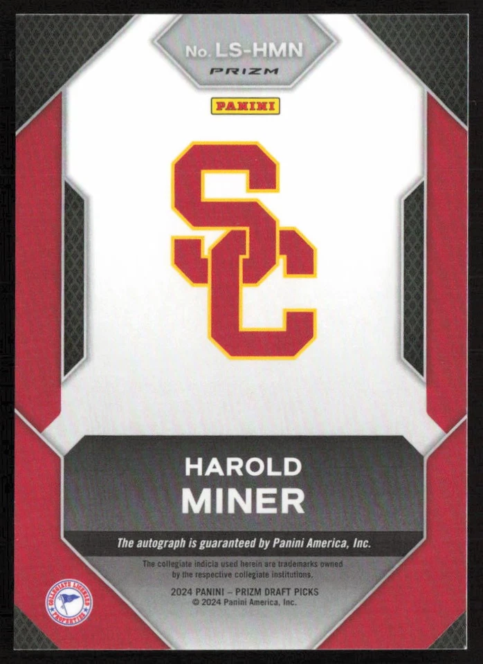 2024 Prizm Draft Legacy Signatures Hyper Harold Miner #LS-HMN USC - Image 2 of 2
