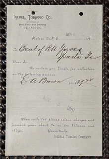 Iredell Tobacco Co. 1897 Billhead
