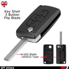 3 Button Flip Key Fob Case Shell CE0523 for Peugeot 407 308 307 207 CC SW 607