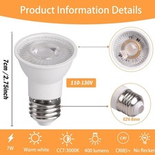 12 bulbs PAR16 LED Bulb Dimmable, 7W Short Neck Spotlight Bulb, 550Lumen
