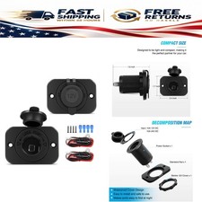 Nilight 2 Pack 12V Car Cigarette Lighter Socket Waterproof Power Outlet