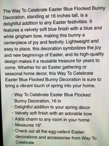 Way To Celebrate Flocked Bright Green Bunny 16” - Picture 5 of 6