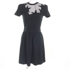 Red Valentino Rayon Star Design Mini Short Sleeve Dress Size S Black Tunisia