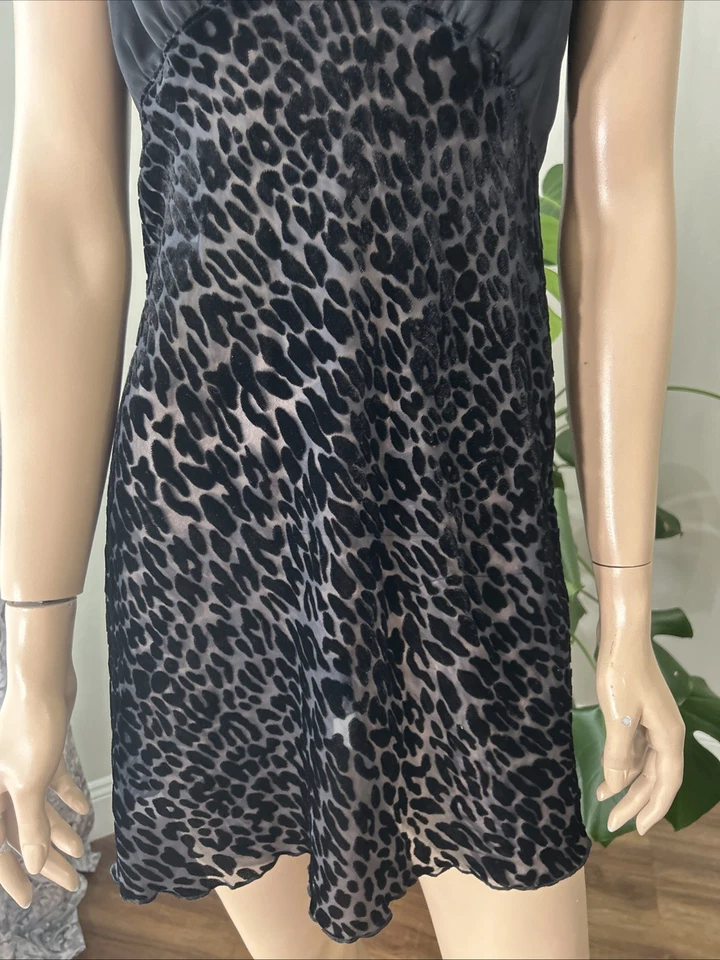 Betsey Johnson Intimates Black Sheer Velvet Leopard Print Babydoll Lingerie Y2K - Image 3 of 4
