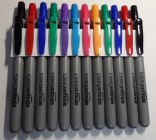 12 Amazon Basics Retractable Permanent Markers, 8 different colors as seen