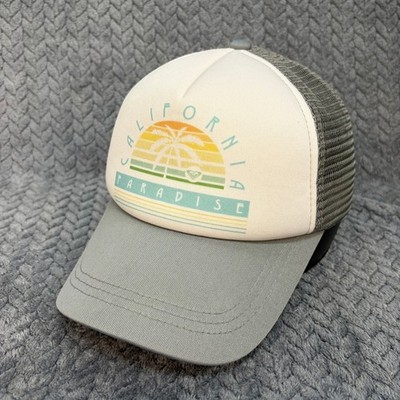 Roxy California Paradise Trucker Hat Grey White Mesh Snapback Surf Cap