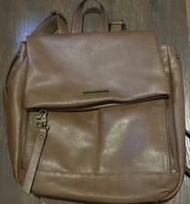 Frye and Co. Backpack Purse Bag Brown Flap Close Classic Vegan Leather Magnetic