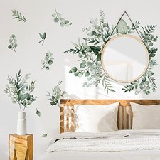 otanical Green Leaves Wall Stickers Eucalyptus Leaf Plants Wall Art B