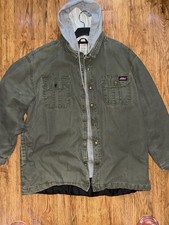 Genuine Dickies Men's XL 46-48 Olive Green Canvas Hooded Utility Jacket