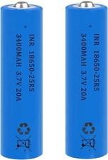 2 Pack 3.7 Volt 18650 Rechargeable Battery 3400mAh Button Top Lithium Headlight