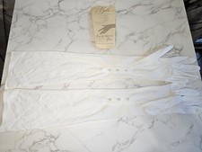 Vintage Fownes Nylo Nylon Long White Formal Gloves Size 7.5 Beaded 23" Elbow