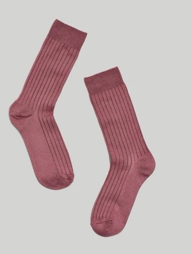Nuovi calzini pantaloni a costine Madewell Slinky OS Crew NN446 Woodrose rosato marrone - Foto 3 di 6