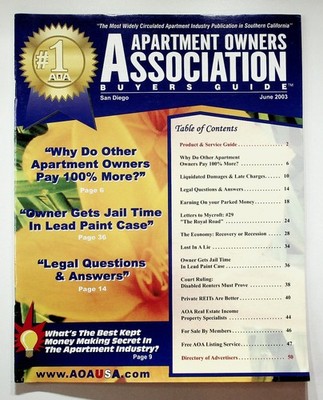 Apartment Owners Association Buyers Guide June 2003 San Diego Issue
