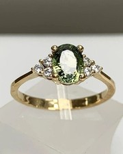2 Ct Oval Cut Simulated Green Sapphire Engagement Ring 14K Yellow Gold Plated
