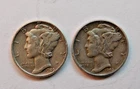 1940 & 1943 Mercury Dimes 90% Silver United States Mint Coins Lot of 2