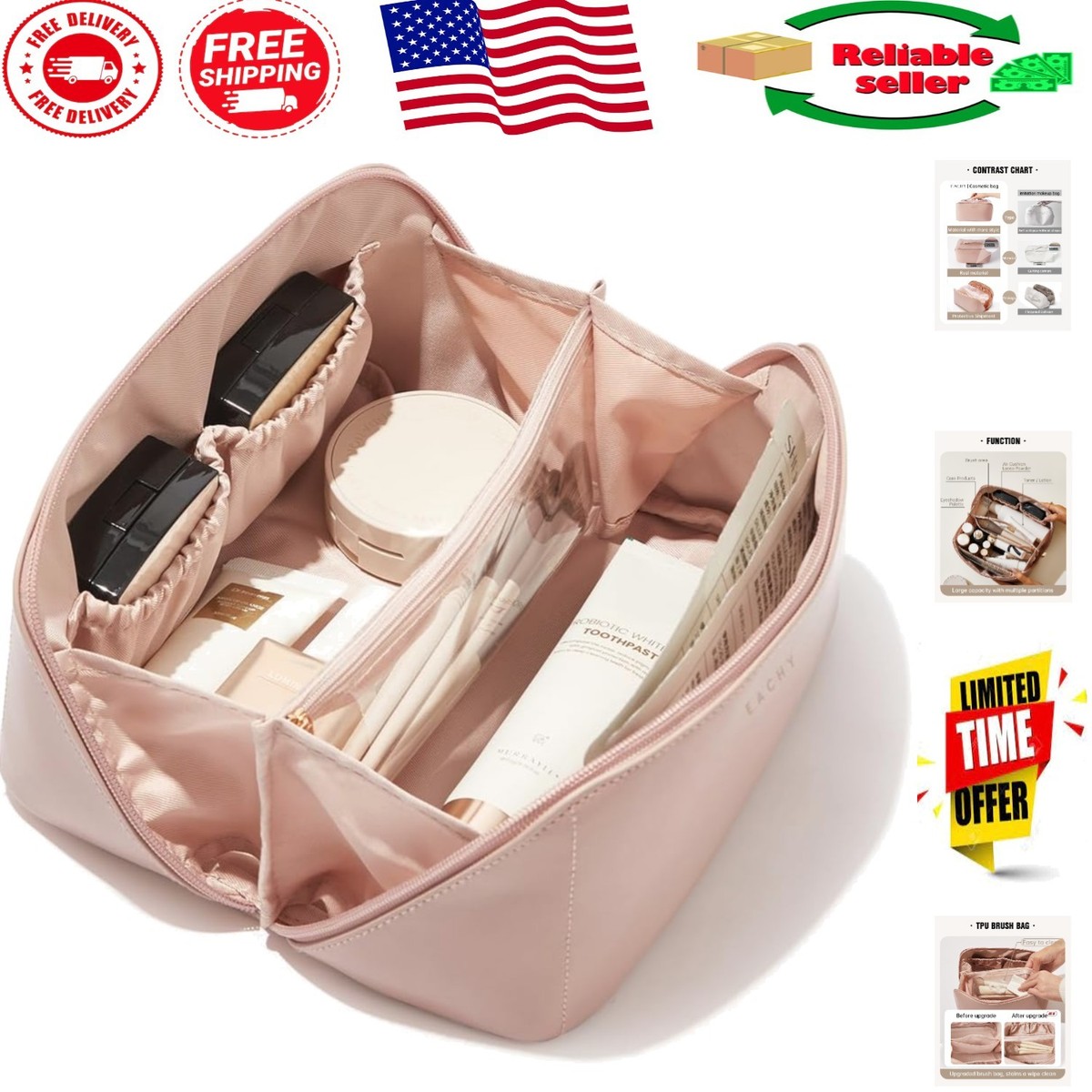 Travel-Friendly Makeup Bag with Custom Zipper - Ideal for Stylish