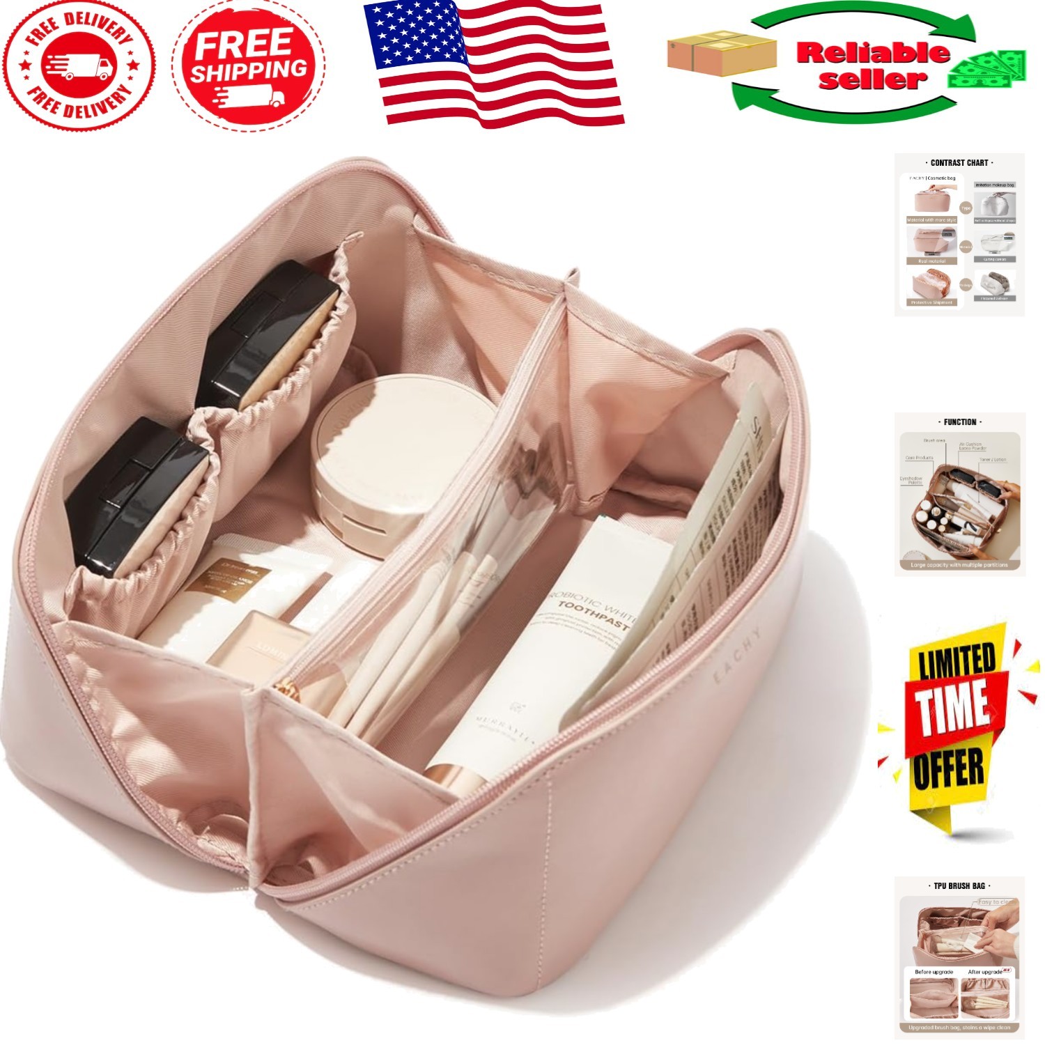 custom makeup bag travel case Travel-Friendly Makeup Bag with Custom Zipper - Ideal for Stylish  Adventures