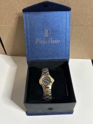 Philip Persio Silver Gold Tone Women Watch NIB Chrono Rare!