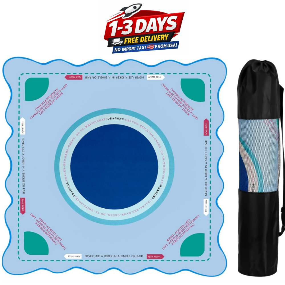 Scalloped Mahjong Mat for Table，31.5 x 31.5 Inch Noise Reduction