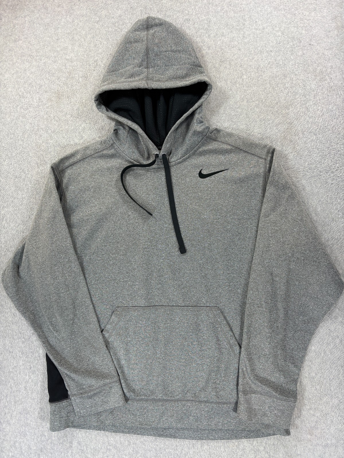 Nike Therma Fit Stitched Logo Athletic Fit Hoodie Sweatshirt (Men's Large) Gray