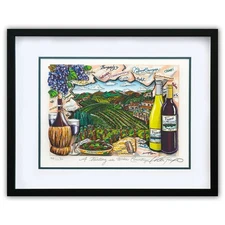 Charles Fazzino- 3D Construction Silkscreen Serigraph "A Tasting in Wine Country